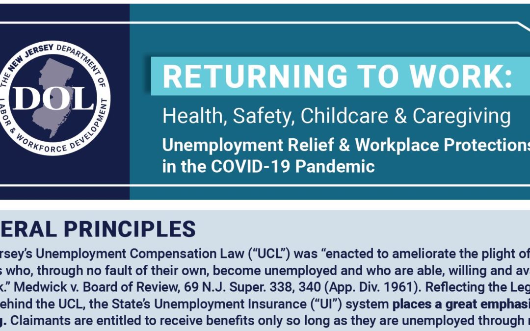 NJDOL Issues Unemployment Guidance As Work Reopens Amid COVID-19